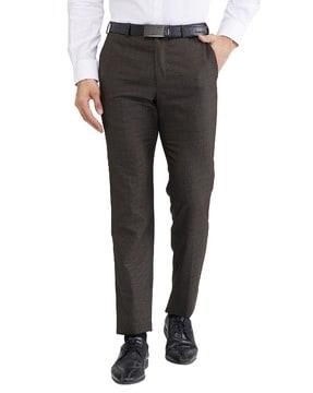 men checked flat-front trousers