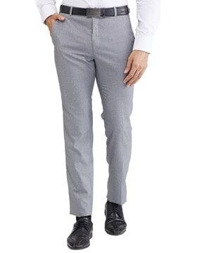 men checked flat-front trousers