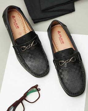 men checked loafers