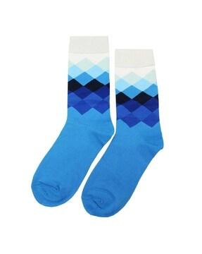 men checked mid-calf length socks