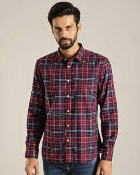 men checked pure cotton slim fit shirt