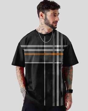 men checked regular fit crew-neck t-shirt