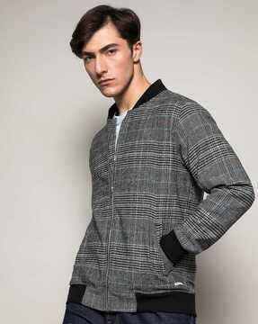 men checked regular fit jacket