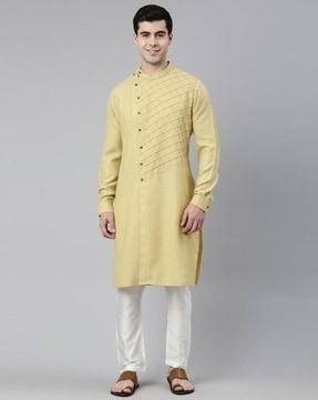 men checked regular fit kurta