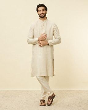 men checked regular fit kurta