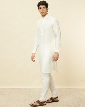 men checked regular fit kurta