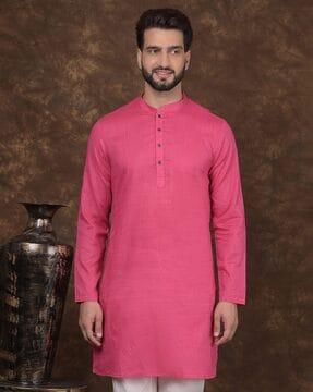 men checked regular fit kurta