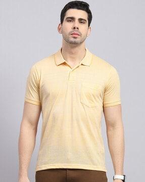 men checked regular fit polo t-shirt with patch pocket