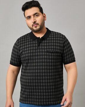 men checked regular fit polo t-shirt with welt pocket