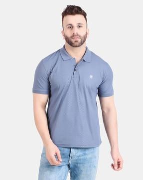 men checked regular fit polo t-shirt