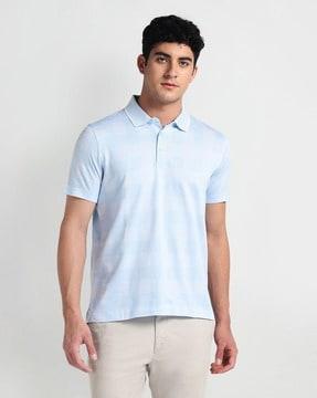 men checked regular fit polo t-shirt