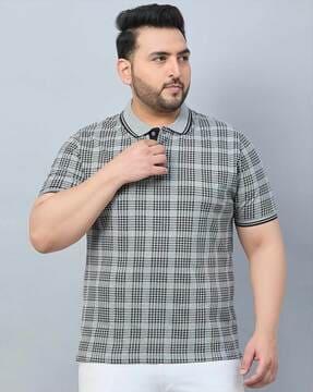 men checked regular fit polo t-shirt