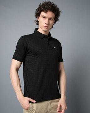 men checked regular fit polo t-shirt