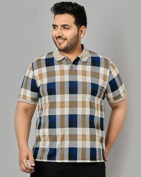 men checked regular fit polo t-shirt