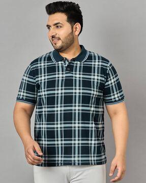 men checked regular fit polo t-shirt