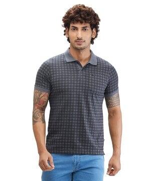 men checked regular fit polo t-shirt