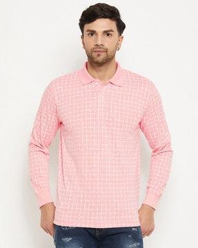 men checked regular fit polo t-shirt
