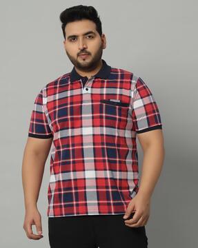 men checked regular fit polo t-shirt