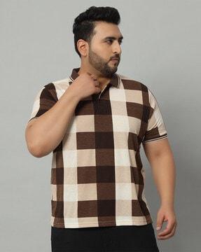 men checked regular fit polo t-shirt