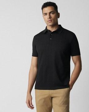 men checked regular fit polo t-shirt