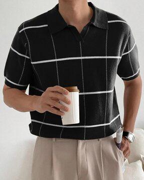 men checked regular fit polo t-shirt