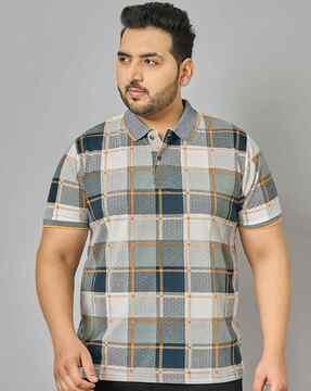 men checked regular fit polo t-shirt