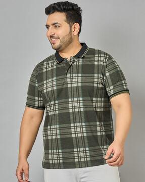 men checked regular fit polo t-shirt