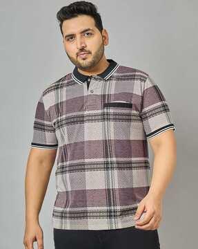 men checked regular fit polo t-shirt