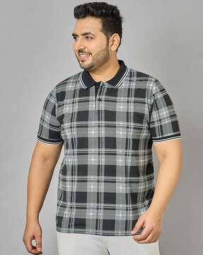 men checked regular fit polo t-shirt