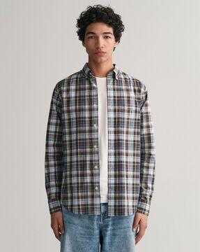 men checked regular fit shirt with patch pocket