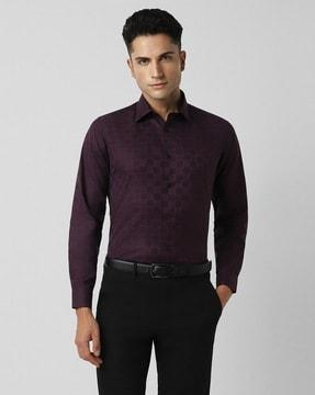 men checked regular fit shirt with patch pocket