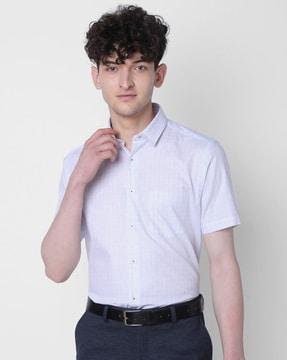 men checked regular fit shirt with patch pocket