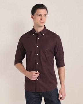 men checked regular fit shirt with patch pocket