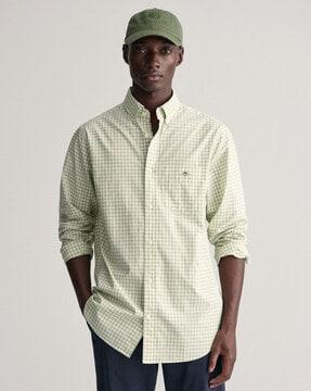 men checked regular fit shirt with patch pocket