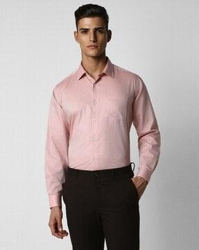 men checked regular fit shirt with patch pocket