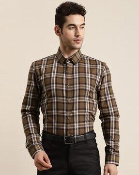 men checked regular fit shirt