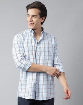 men checked regular fit shirt