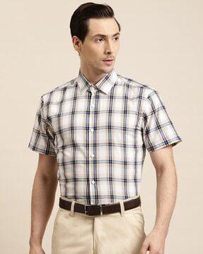 men checked regular fit shirt