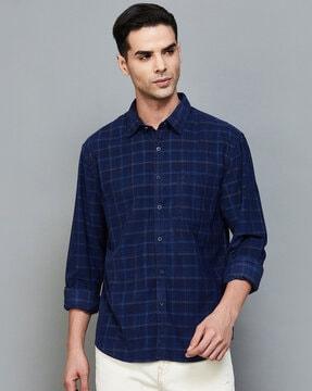 men checked regular fit shirt