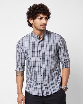 men checked regular fit shirt