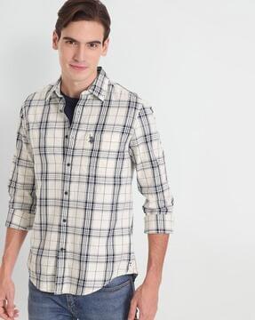 men checked regular fit shirt