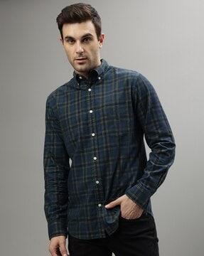 men checked regular fit shirt