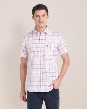 men checked regular fit shirt