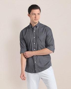 men checked regular fit shirt