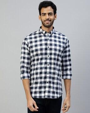 men checked regular fit shirt