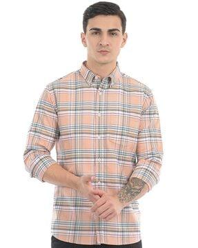 men checked regular fit shirt