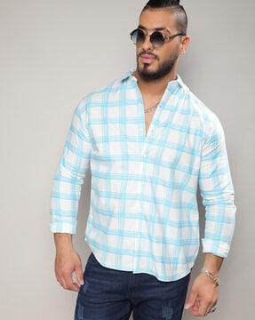 men checked regular fit shirt