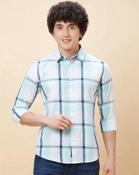 men checked regular fit shirt