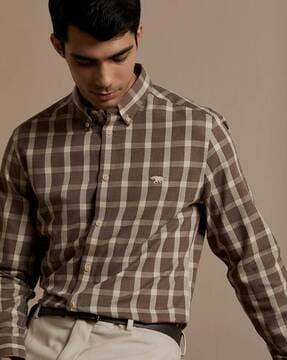 men checked regular fit shirt