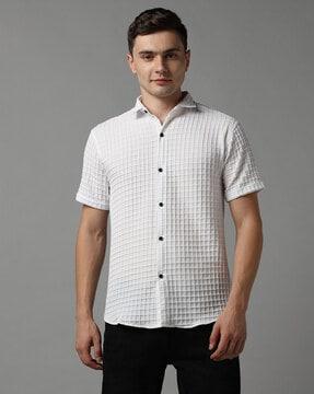 men checked regular fit shirt